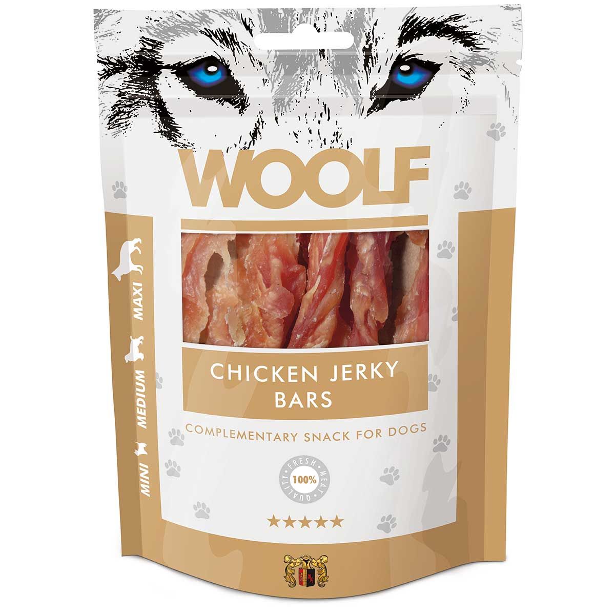 Woolf snack Chicken Strips pentru câini, ambalaj