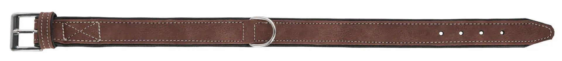 Kerbl Dog Collar California, Brown, Faux Leather, Chrome Fittings, side view