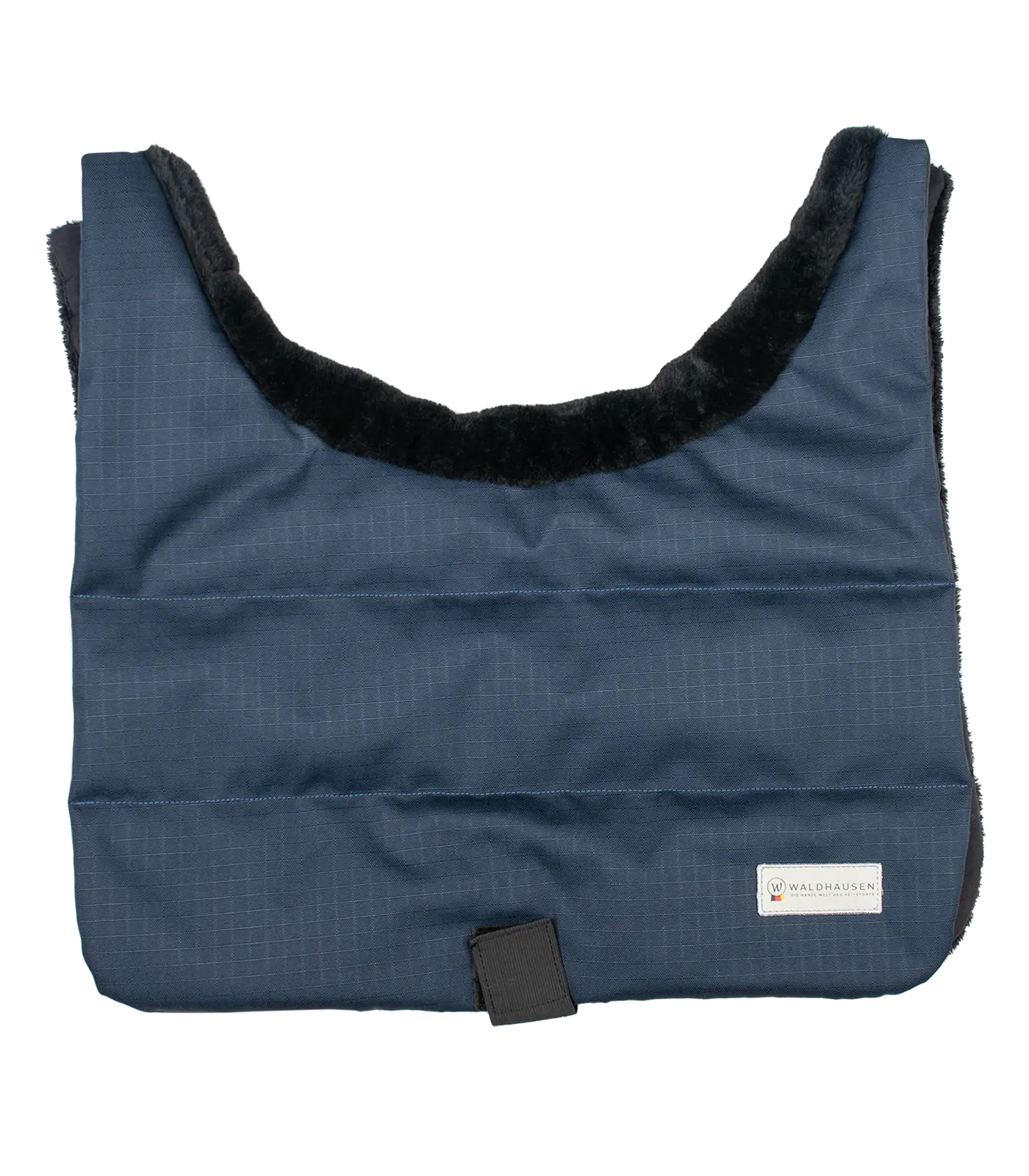 Protège-poitrail Waldhausen pour cheval, bordure fausse fourrure, bleu nuit