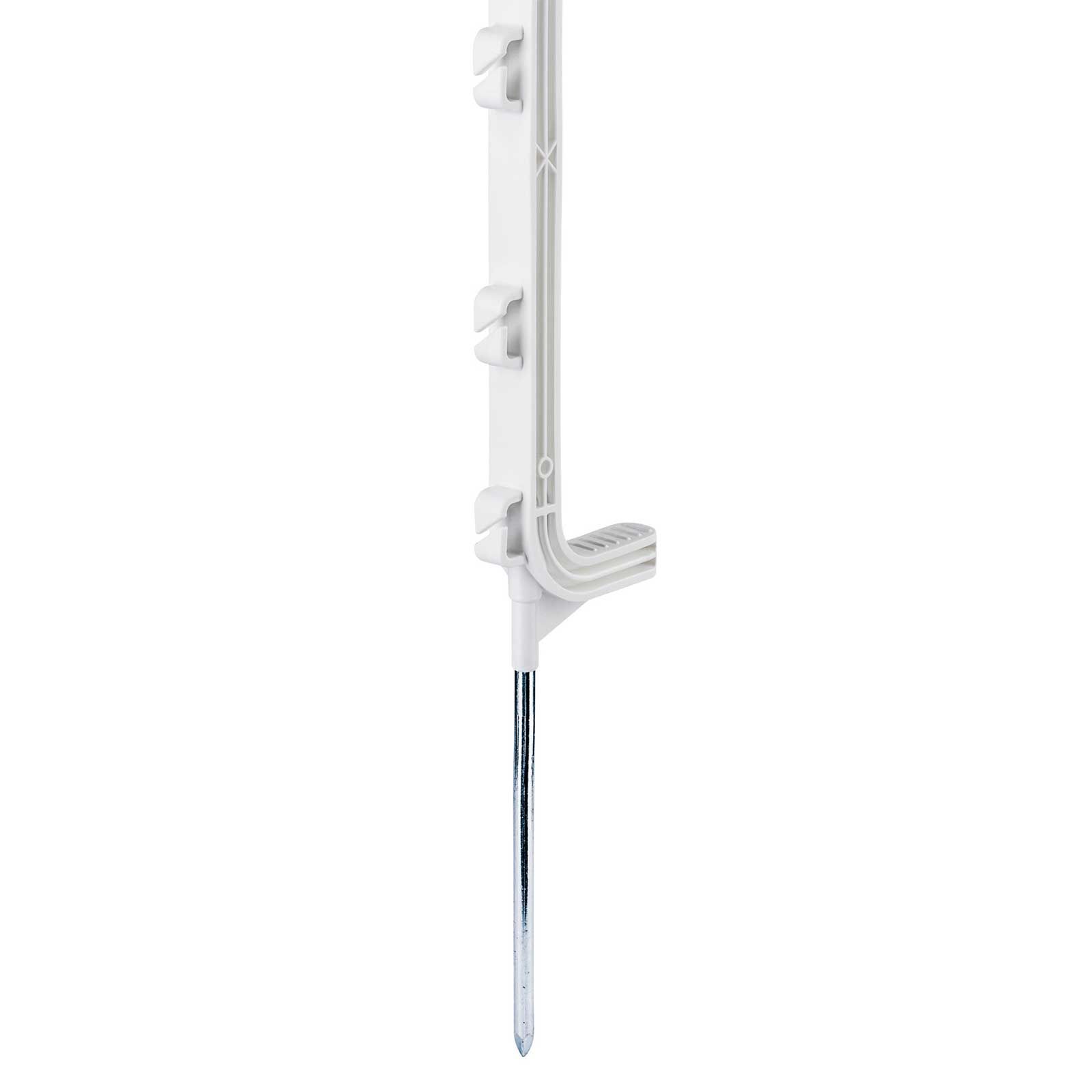 AKO Kunststoffpfahl Premium 107 cm, Einzeltritt, weiß, 5er Pack, Seitenansicht, Pfahl
