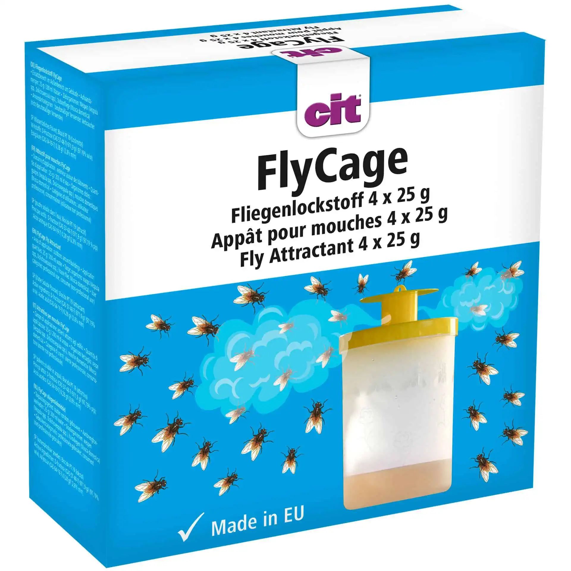Appât CIT FlyCage pour piège à mouches 25 g, 4 pièces, Extérieur, emballage