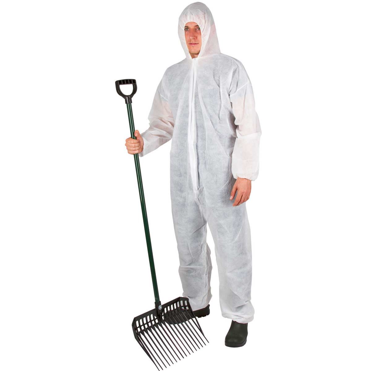 Kerbl Einweg Overall weiß 45 g/m² mit Kapuze, Reißverschluss und Gummizug, XXXL