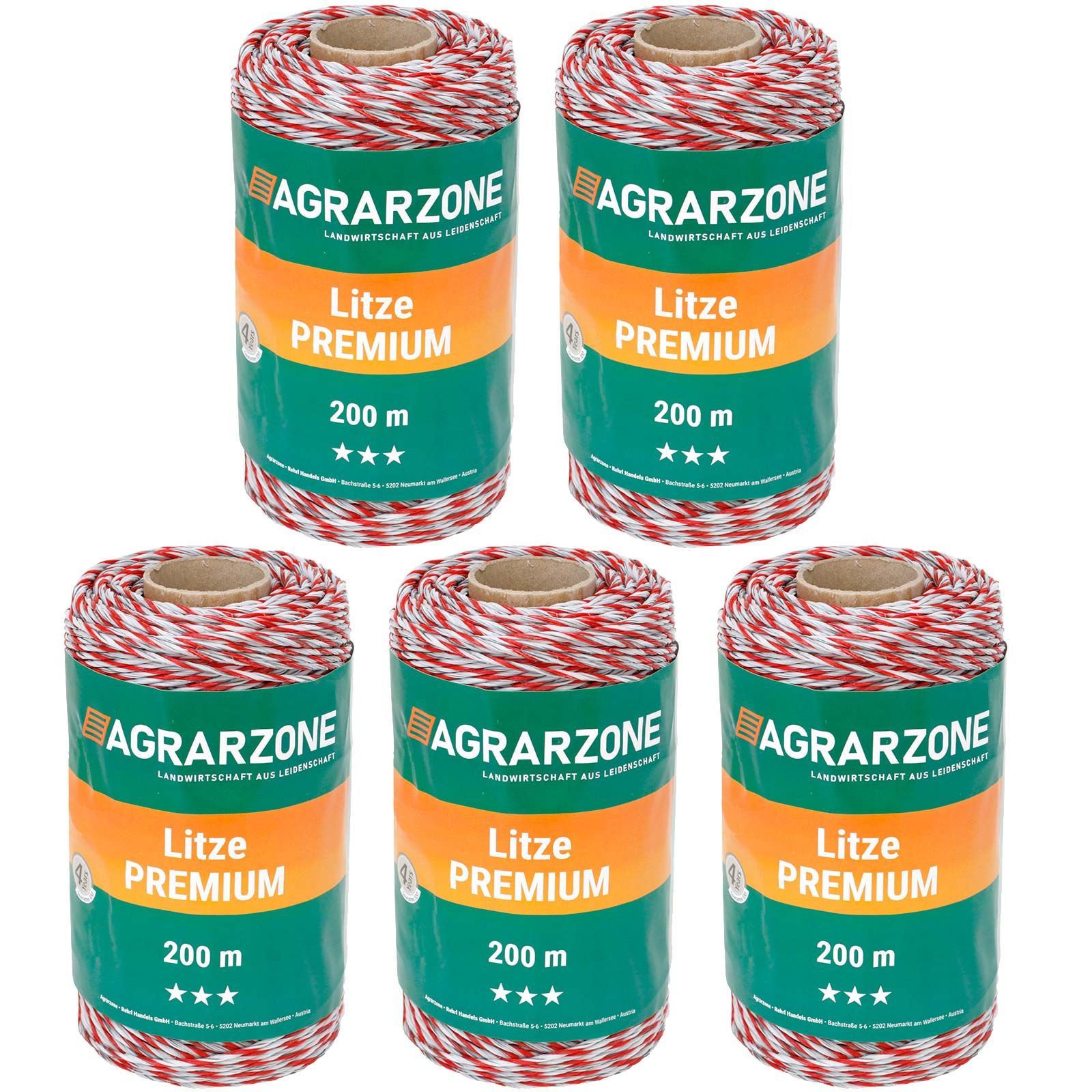 Agrarzone Weidezaunlitze Premium 6x0.30 TriCOND, weiß-rot, Set