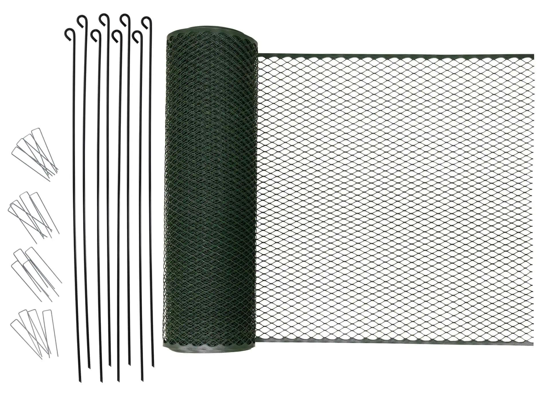 Kerbl Geflügelnetz MultiFence 90 cm x 12 m, mobiler Zaun mit Erdankern, Lieferumfang