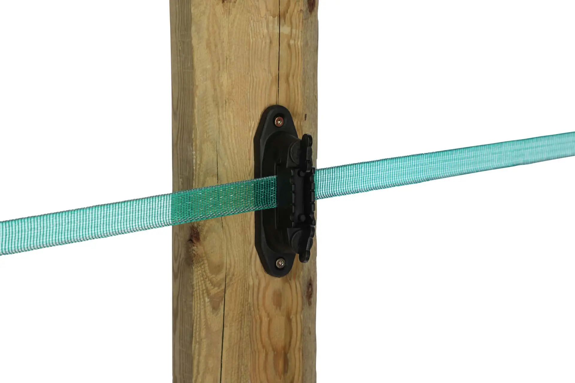 AKO Eckisolator, Streckenisolator Profi für 4cm-Band, 10 Stück, im Einsatz, Isolator