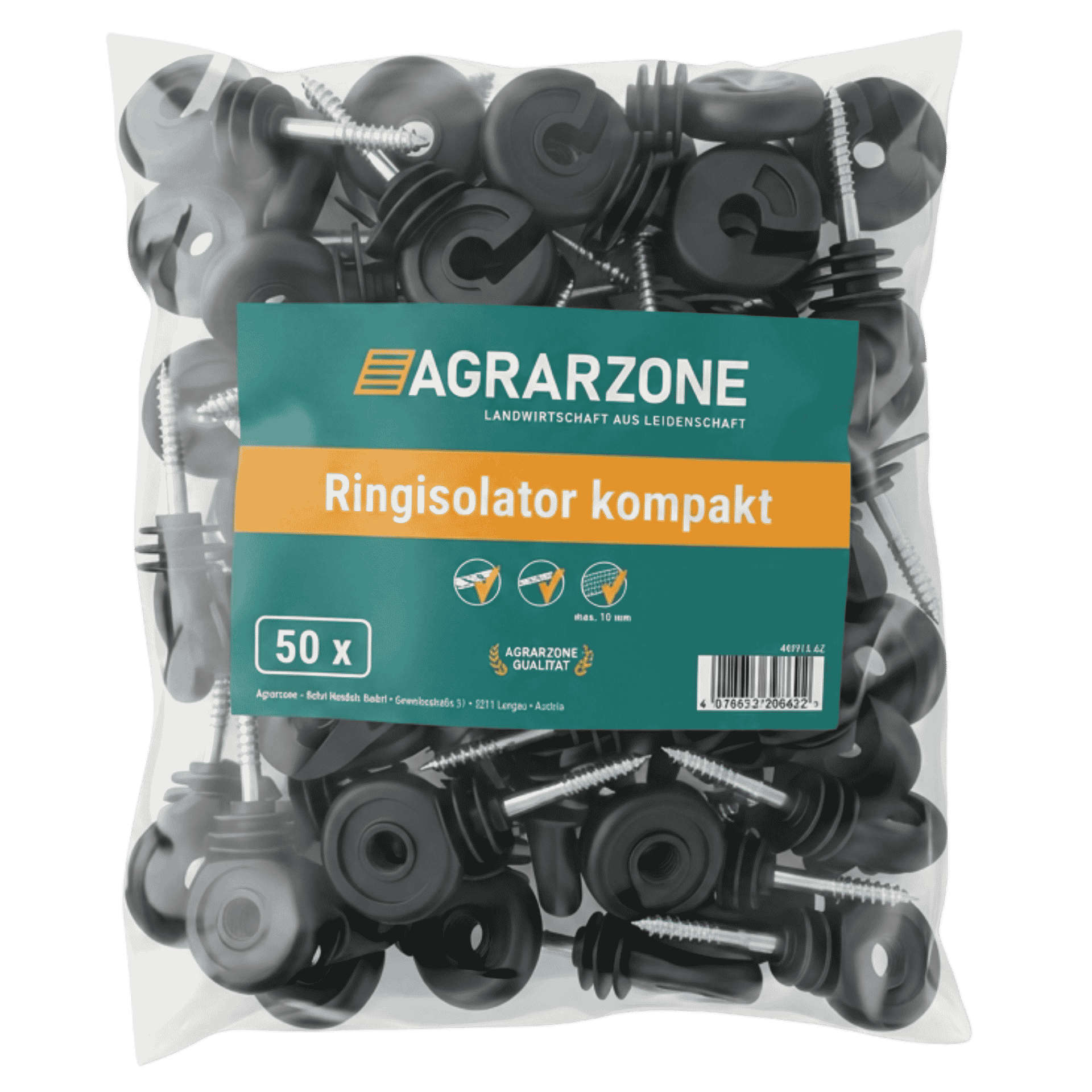 Agrarzone Ringisolator kompakt für Weidezaun, Holzgewinde, Verpackung