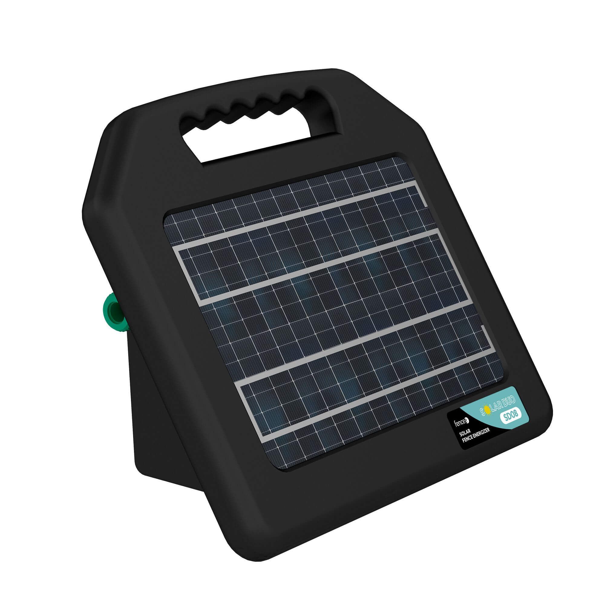 fencee solar SD08 Électrificateur de clôture solaire tout-en-un, 0,8 Joule