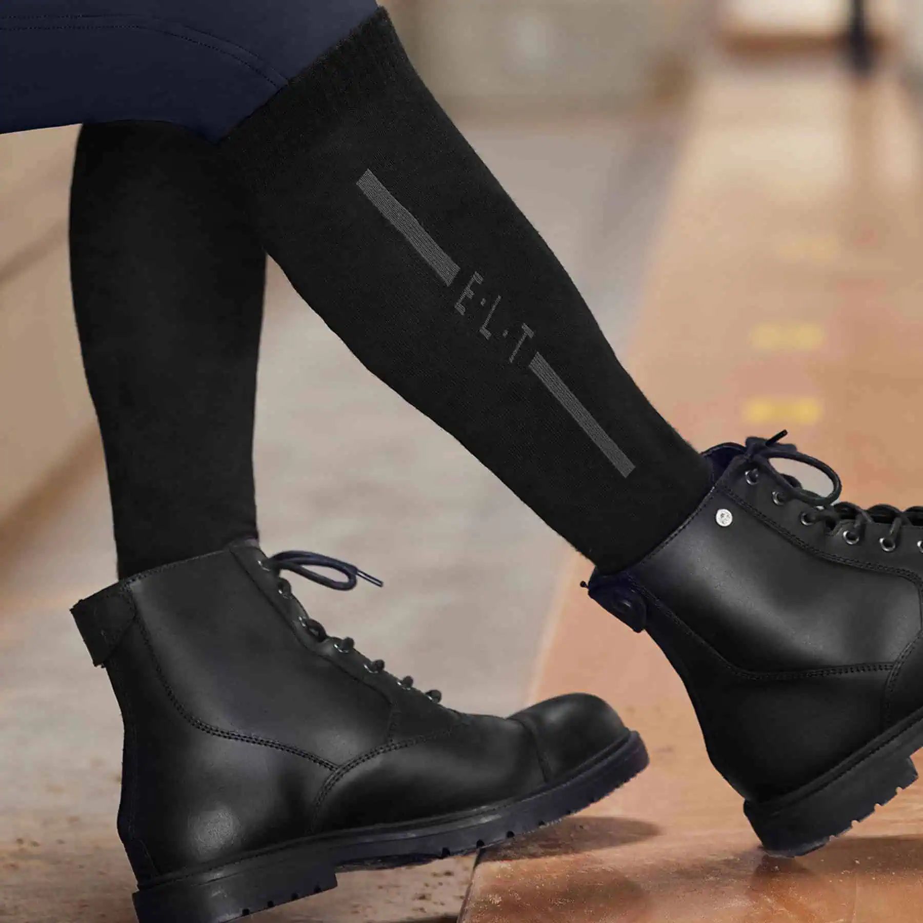 Chaussettes d'équitation ELT Merino, unisexes – respirantes, noires 43-46