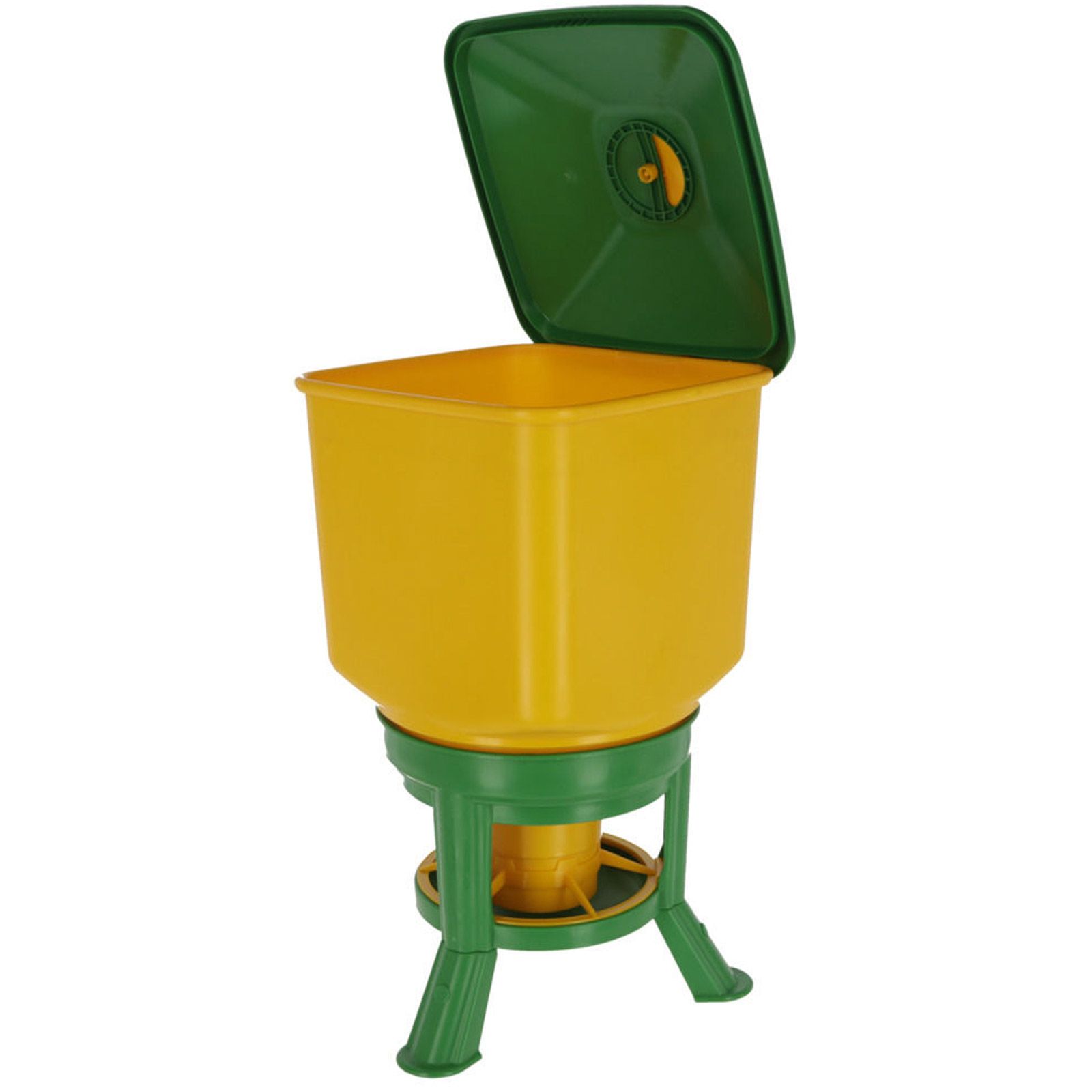 Kerbl Automata etető állvánnyal baromfinak sárga-zöld, 50 l