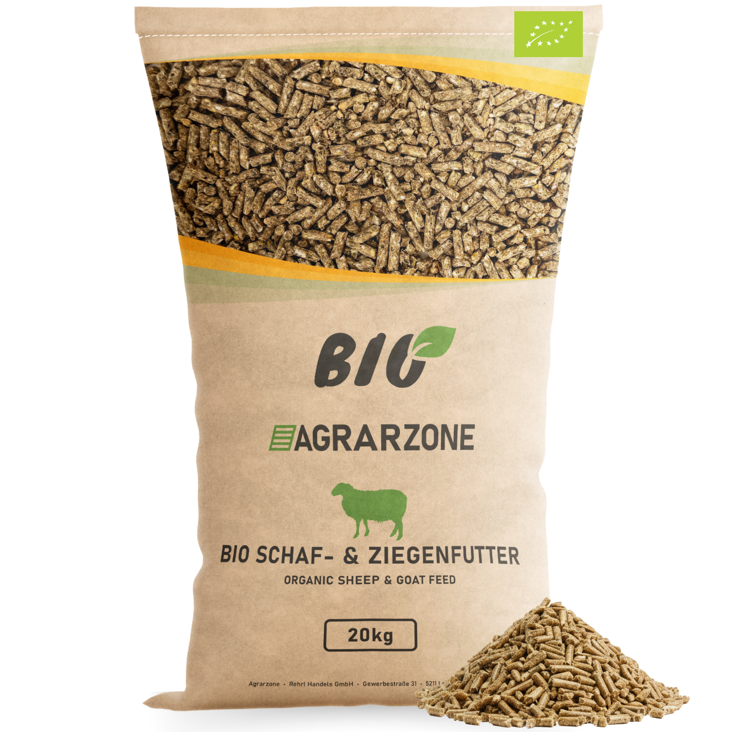 Nourriture Bio Agrarzone pour moutons et chèvres en Granulés 20 kg, emballage