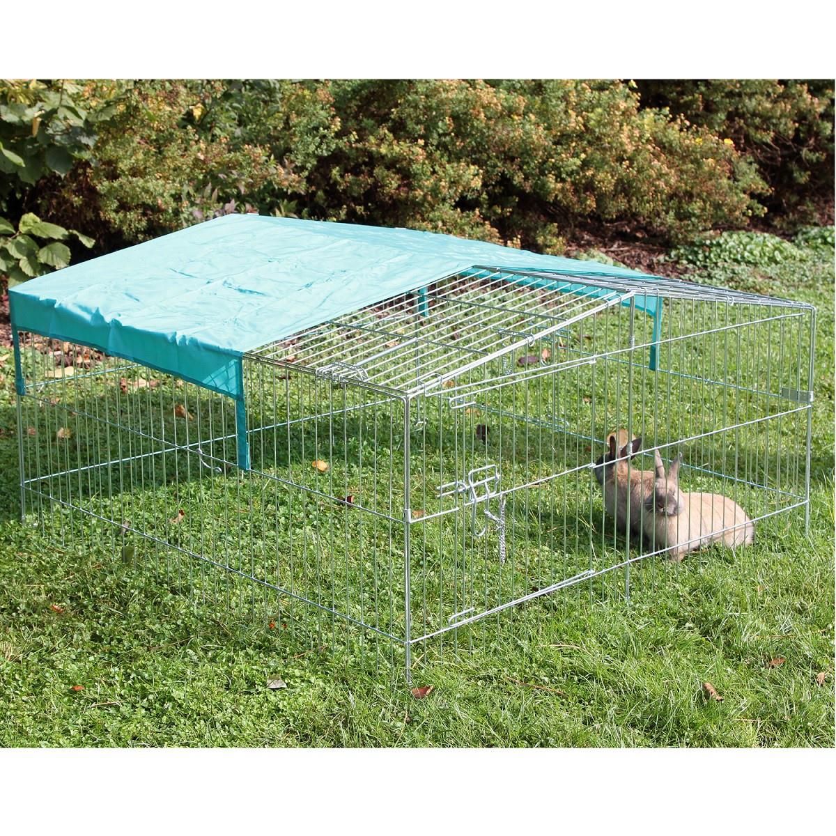 Kerbl cușcă exterioară Easy pentru iepuri 115x115x60 cm, în utilizare, pe pășune