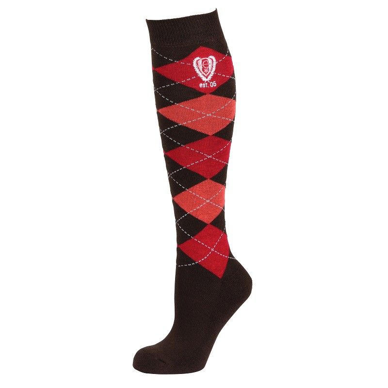 Covalliero Chaussettes d'équitation Brescia 37 - 39 marron foncé/rouge