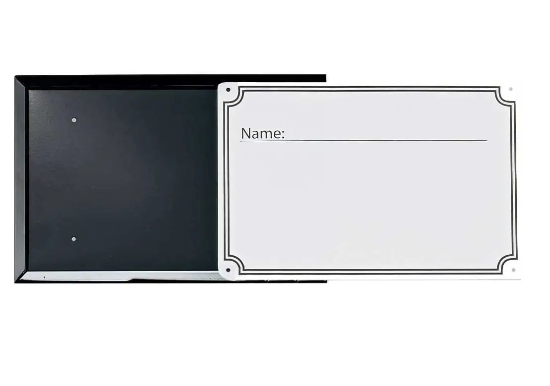 Box sign name, white