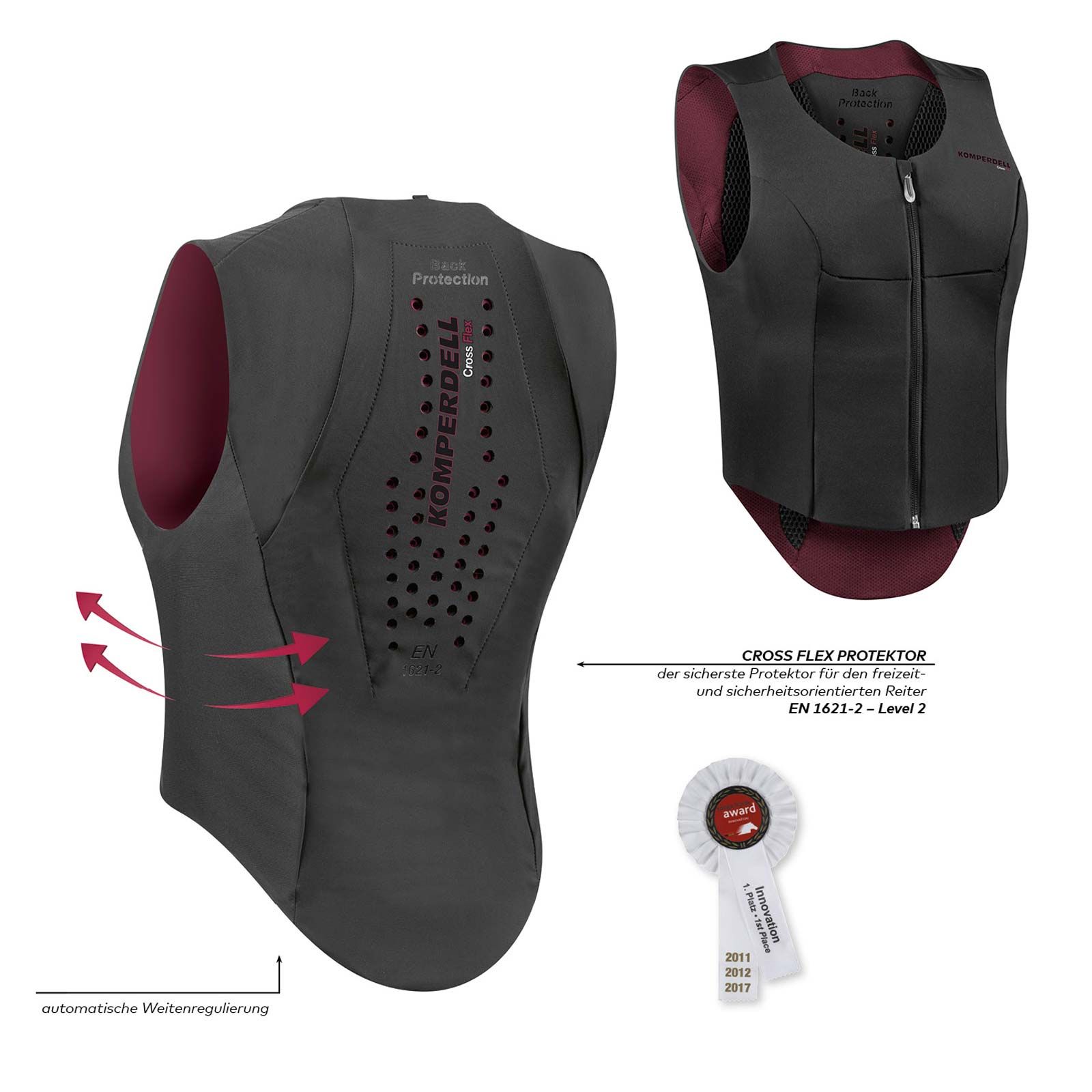 Komperdell Ballistic FlexFit Slim gerincvédő, fekete / bordó, XL