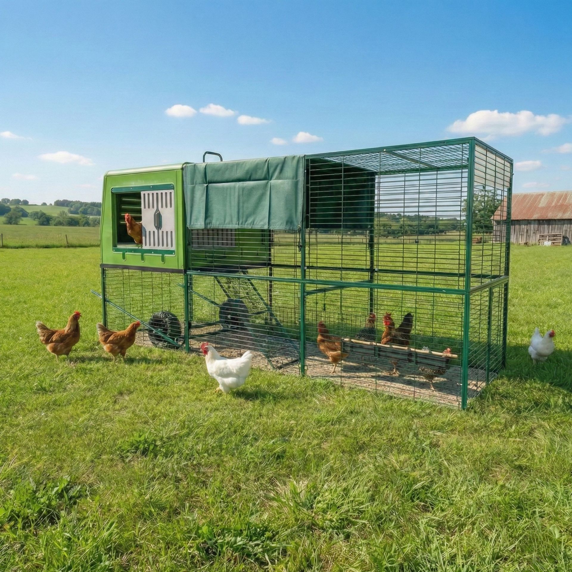 Agrarzone Pollaio mobile "The Egg Palace" in plastica, in uso, al pascolo
