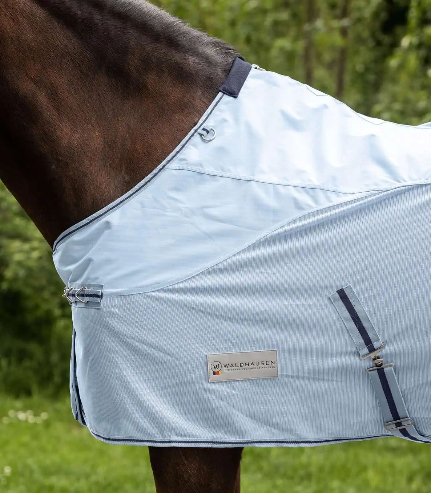 Waldhausen PROTECT Couverture Anti-Mouche Imperméable avec Insert Dorsal, bleu clair/bleu nuit 135 cm