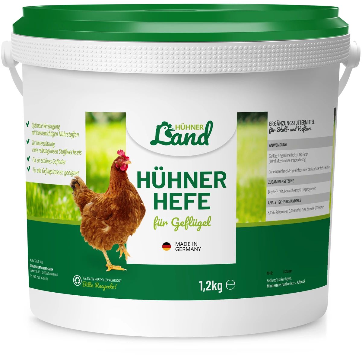 Hühnerland Chicken Yeast 1.2 kg, packaging
