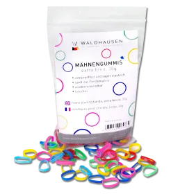 Packung Mähnengummis von Waldhausen in bunten Farben, extra breit