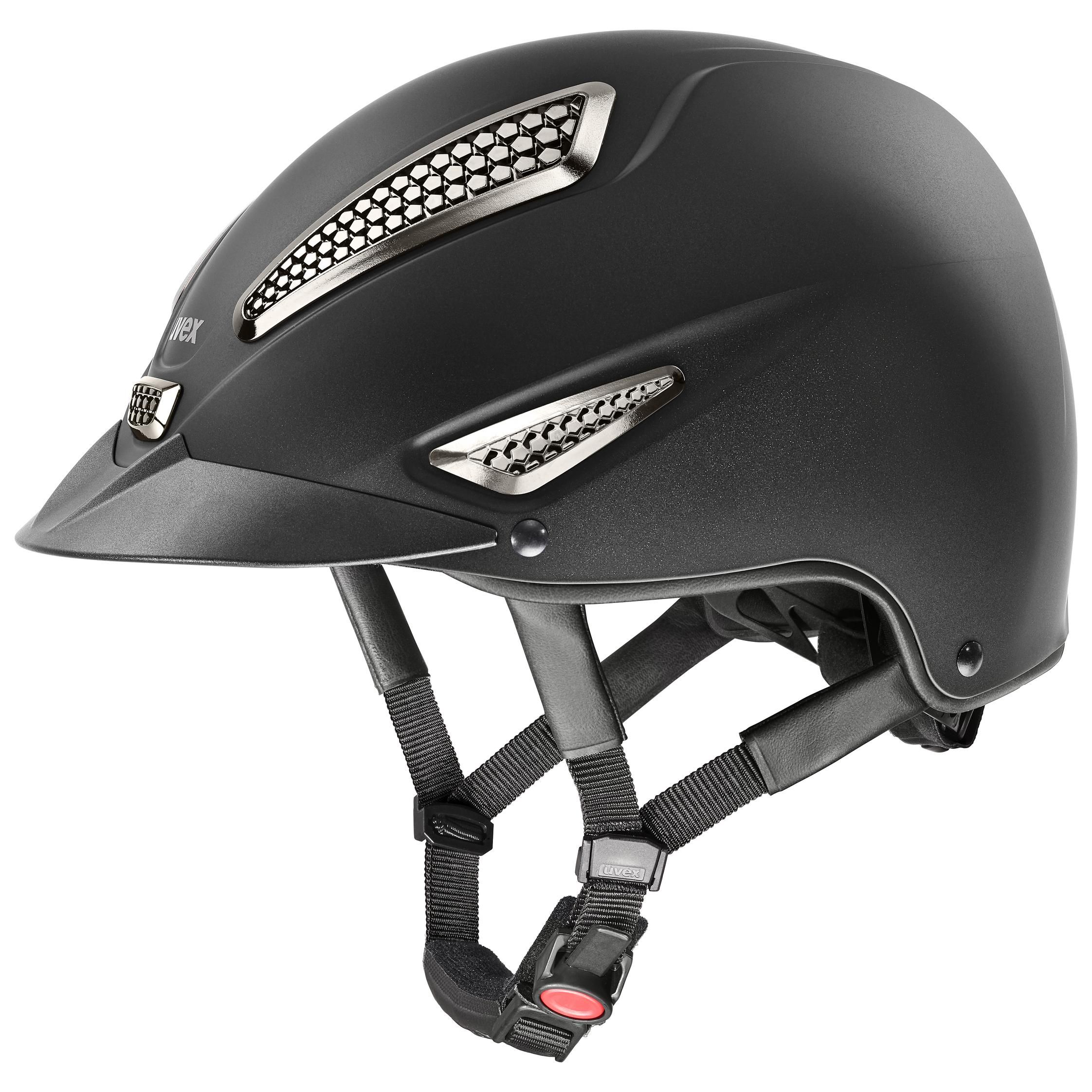 uvex Reithelm perfexxion III chrome, schwarz matt, Seitenansicht