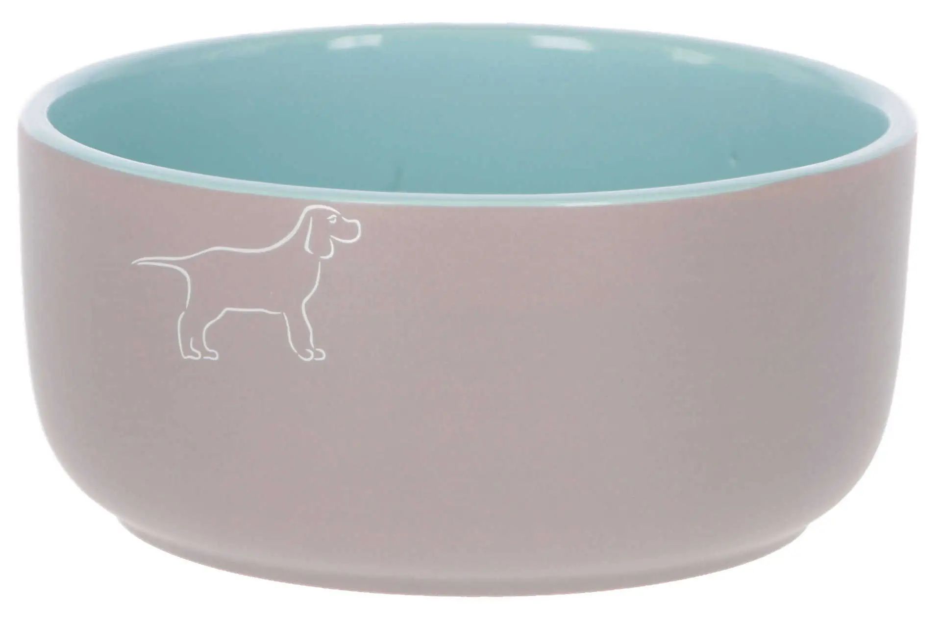 Kerbl Gamelle en céramique Spirit grise-turquoise avec motif, 1000 ml