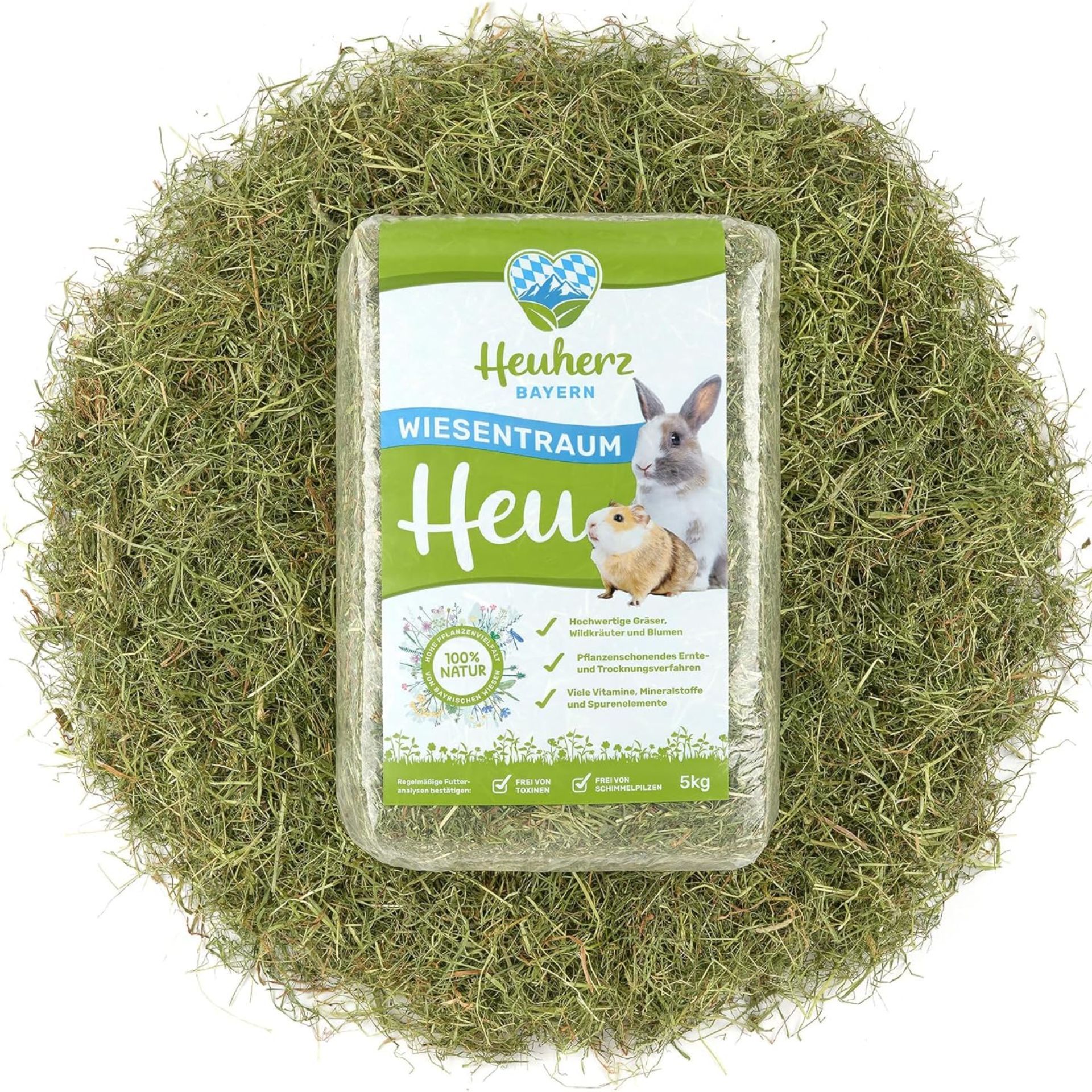 Heuland Fieno di prato bavarese BIO 5 Kg, confezione