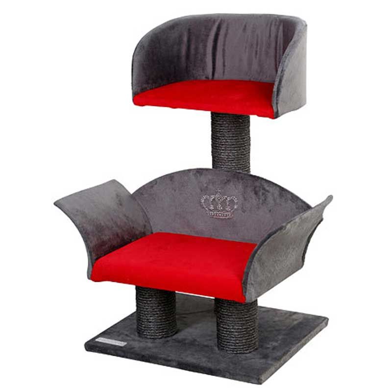 Kerbl Zgârie-Pisici Lounge Deluxe, gri/roșu, 70 cm, vedere din față