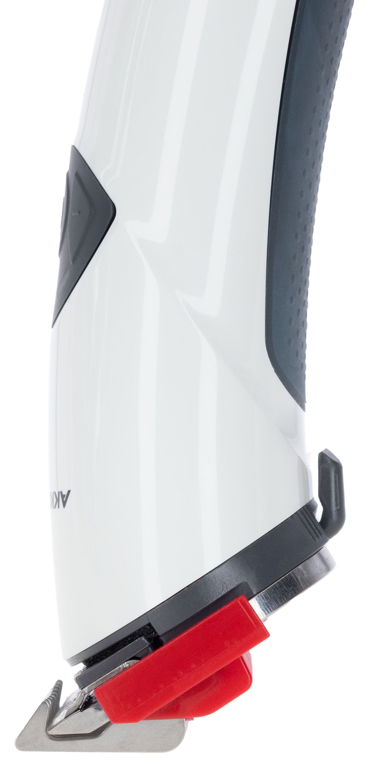 utility knife, safety blade, red blade, folding mechanism, white body