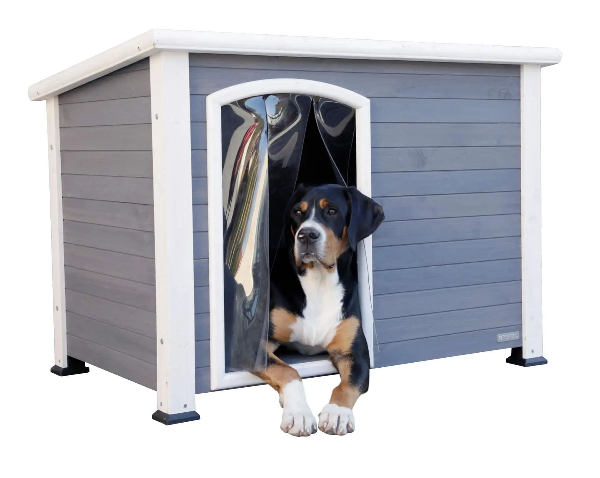Cuccia per cani Kenny Kerbl, grigio/bianco, 113x77x81 cm, tetto bitume, in uso