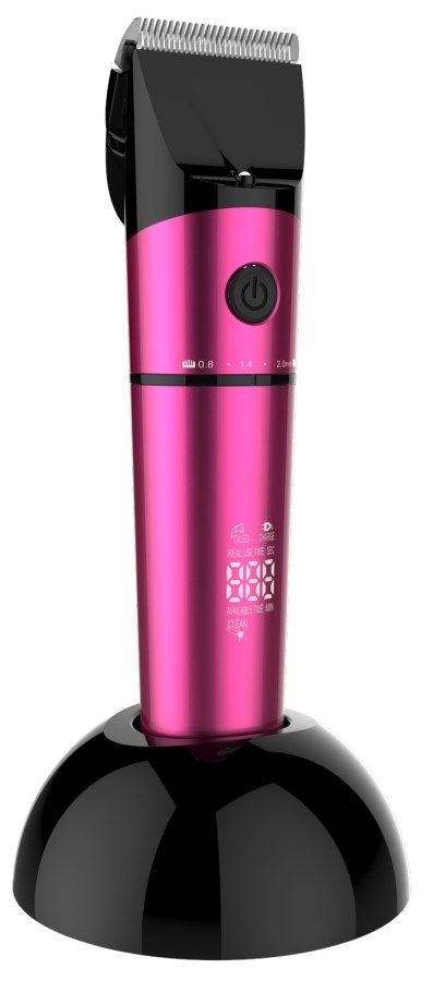 Kerbl DeloX Akku-Schermaschine Set, pink, mit Edelstahl-Scherkopf und Li-Ion Akku, Zubehör, Halterung