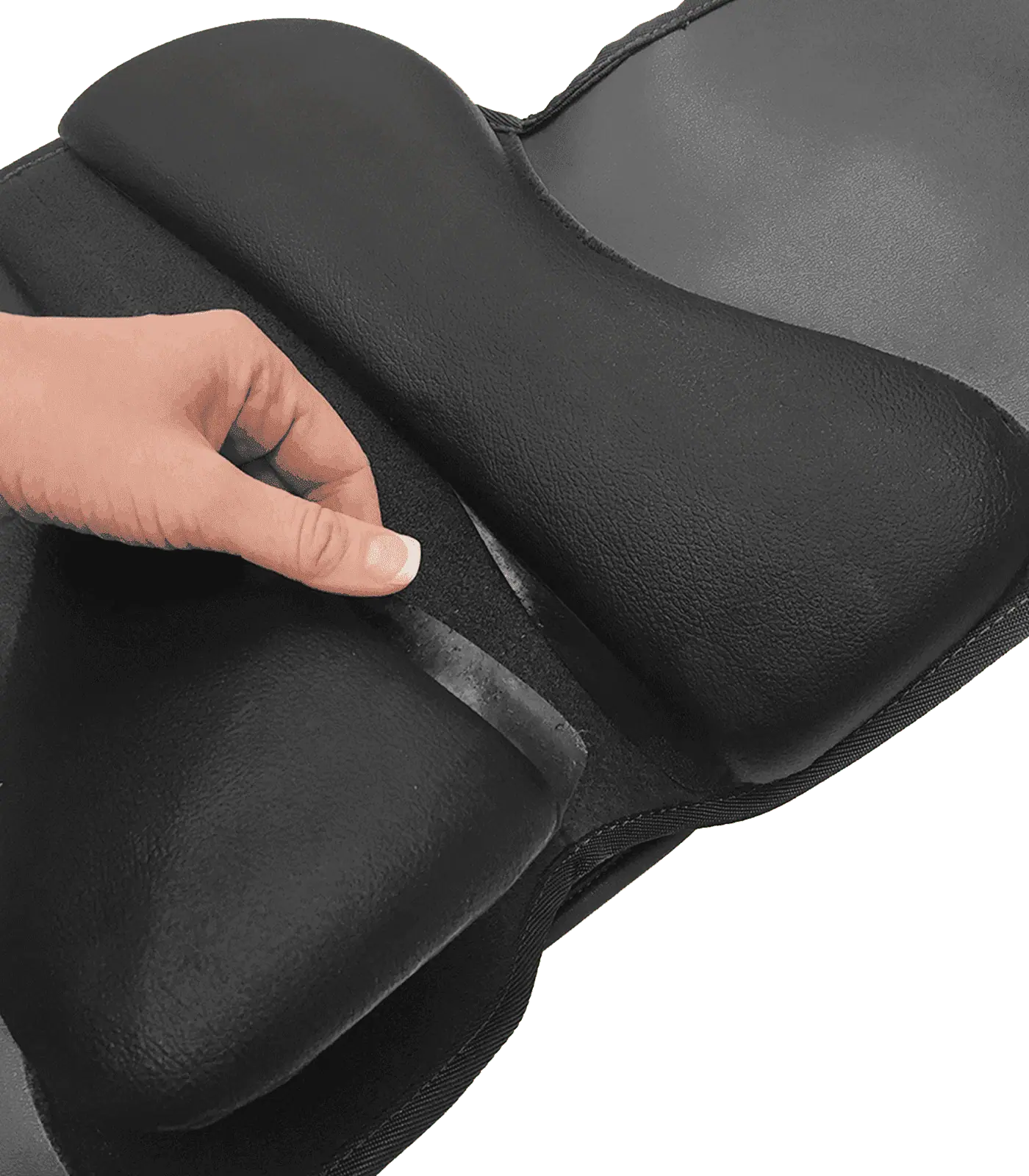 Wintec Kids Pad Saddle Pad, flexible foam pad for ponies, black, application example, held in hand
