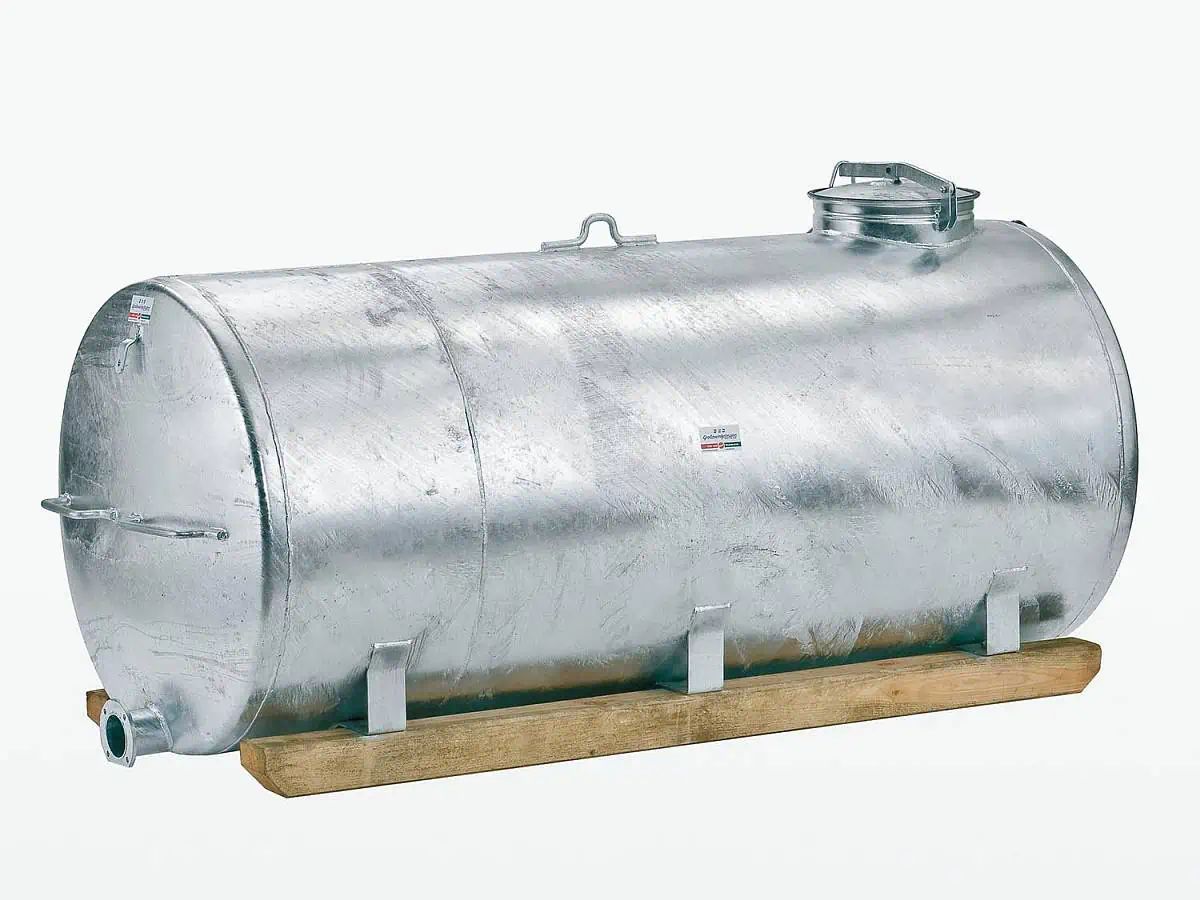 Growi Stahlwassertank mit Holzkufen, feuerverzinkt