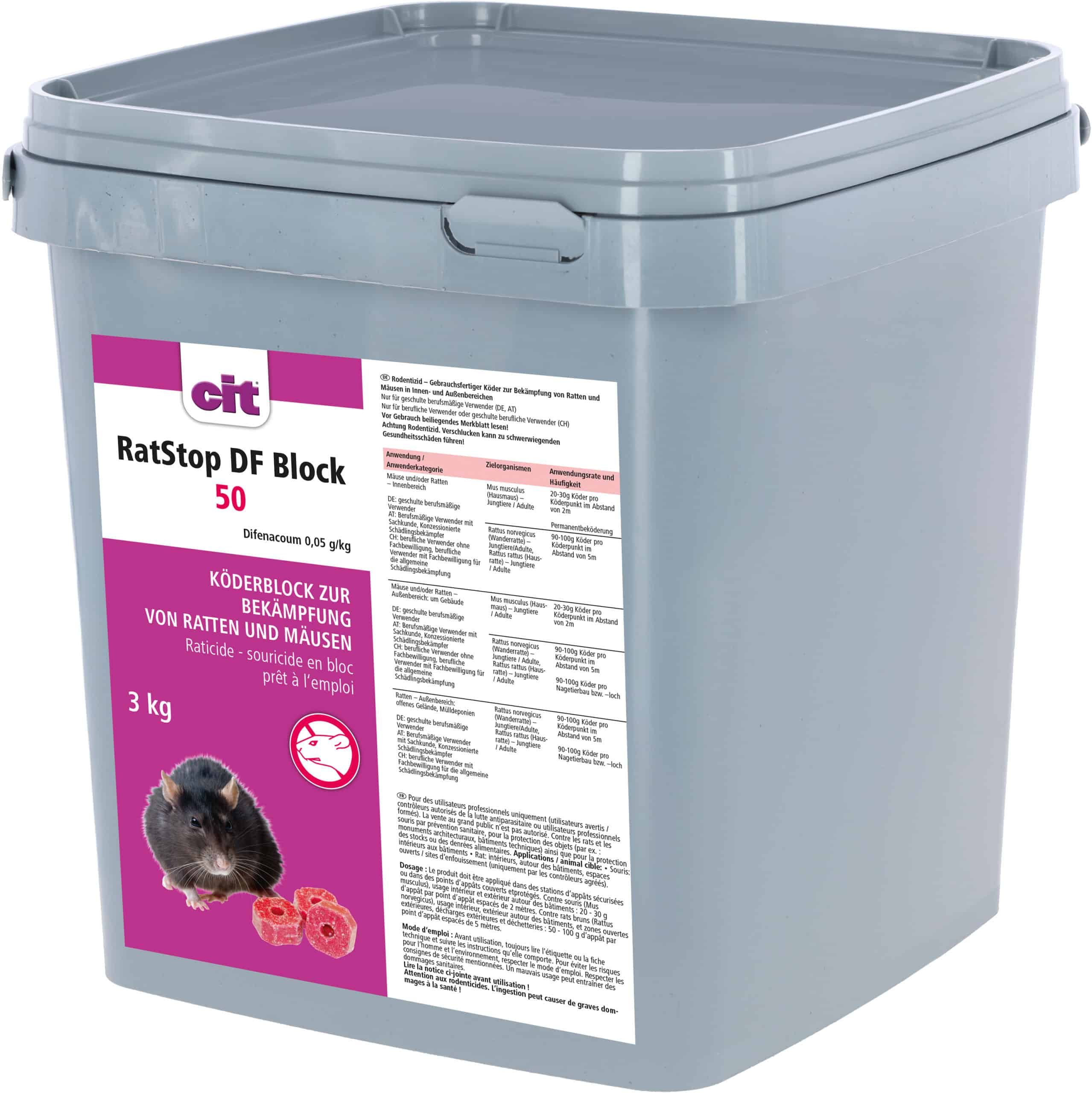  Rodentenköder, Rattenköder, 3 kg, Blocks, lila Etikett