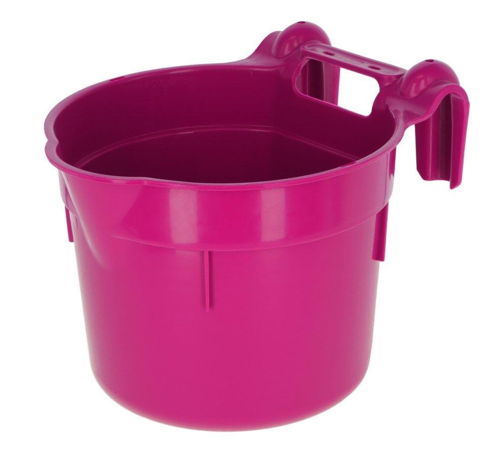 bucket, bucket with handle, pink, plastic, folding clamp