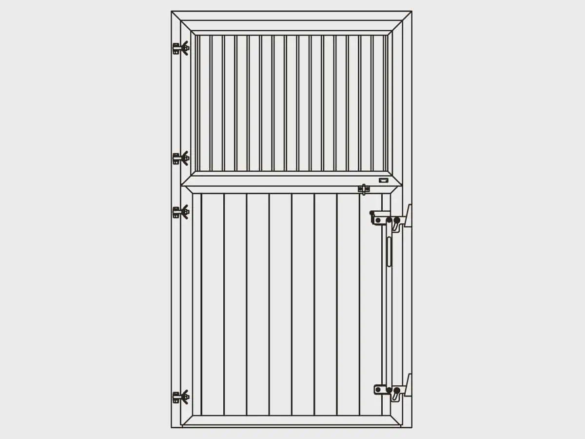 Stalltür Drehfenster 1,2 x 2,215 m, Drücker und Klappring-Stecker, DIN links