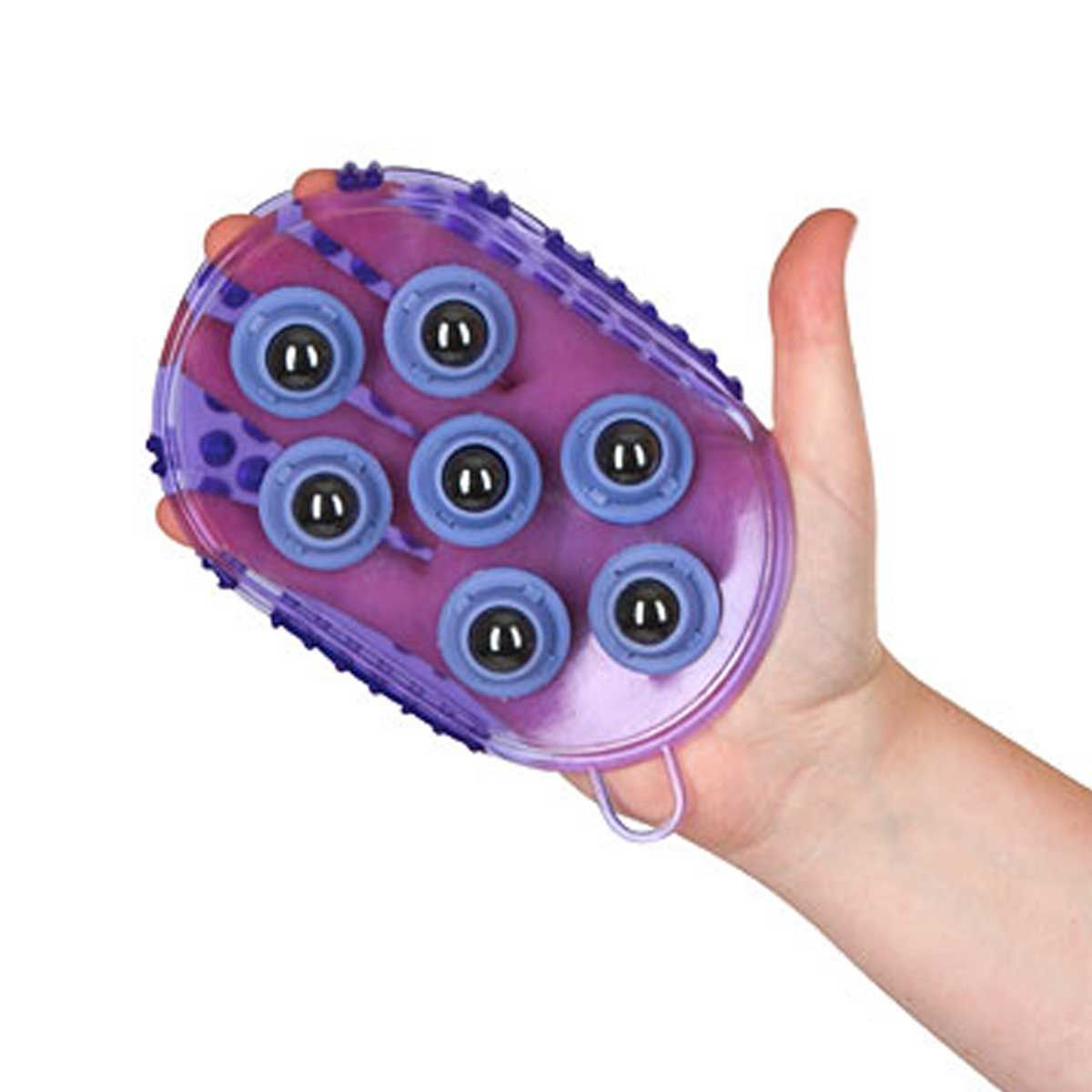 Kerbl Magnetic Massage Curry Comb for Horses, Soft Grooming Tool, in use, held in hand