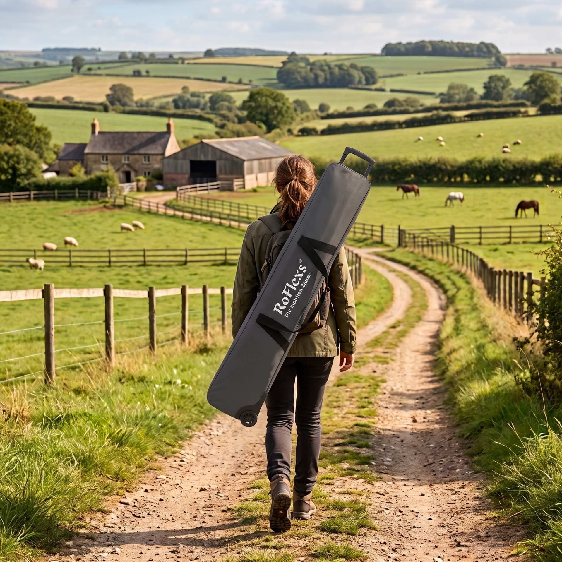 RoFlexs Carry Bag 150 cm Trolley Anthracite, Heavy-Duty, for Fence Posts