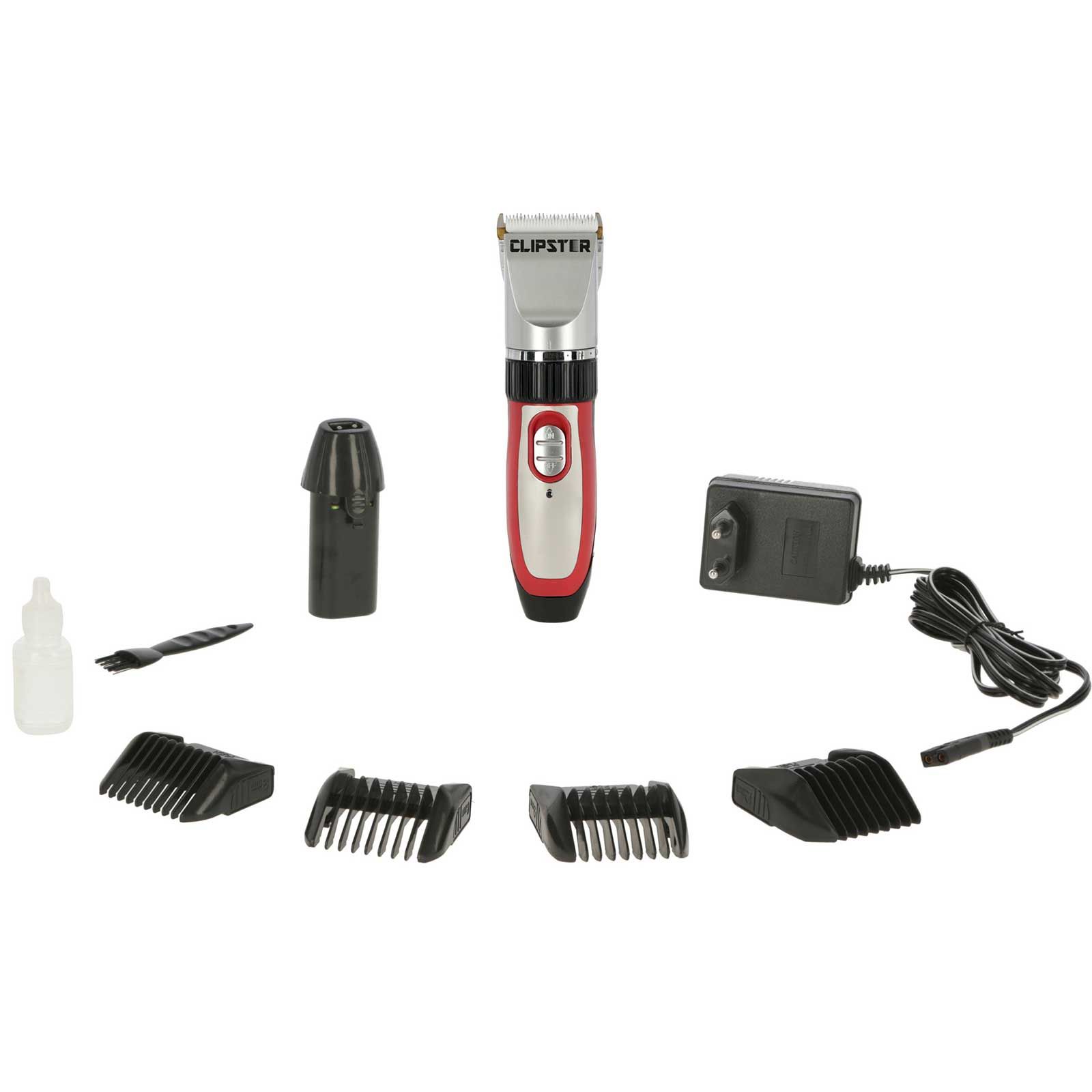 Tosatrice a batteria Clipster Sonic con testina ceramica, batteria di ricambio, contenuto della confezione