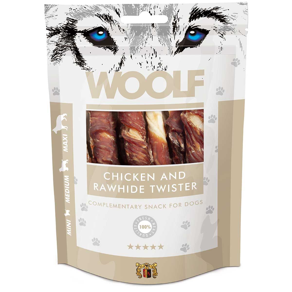 Woolf Hundeleckerli Hühnchen Twister, Verpackung