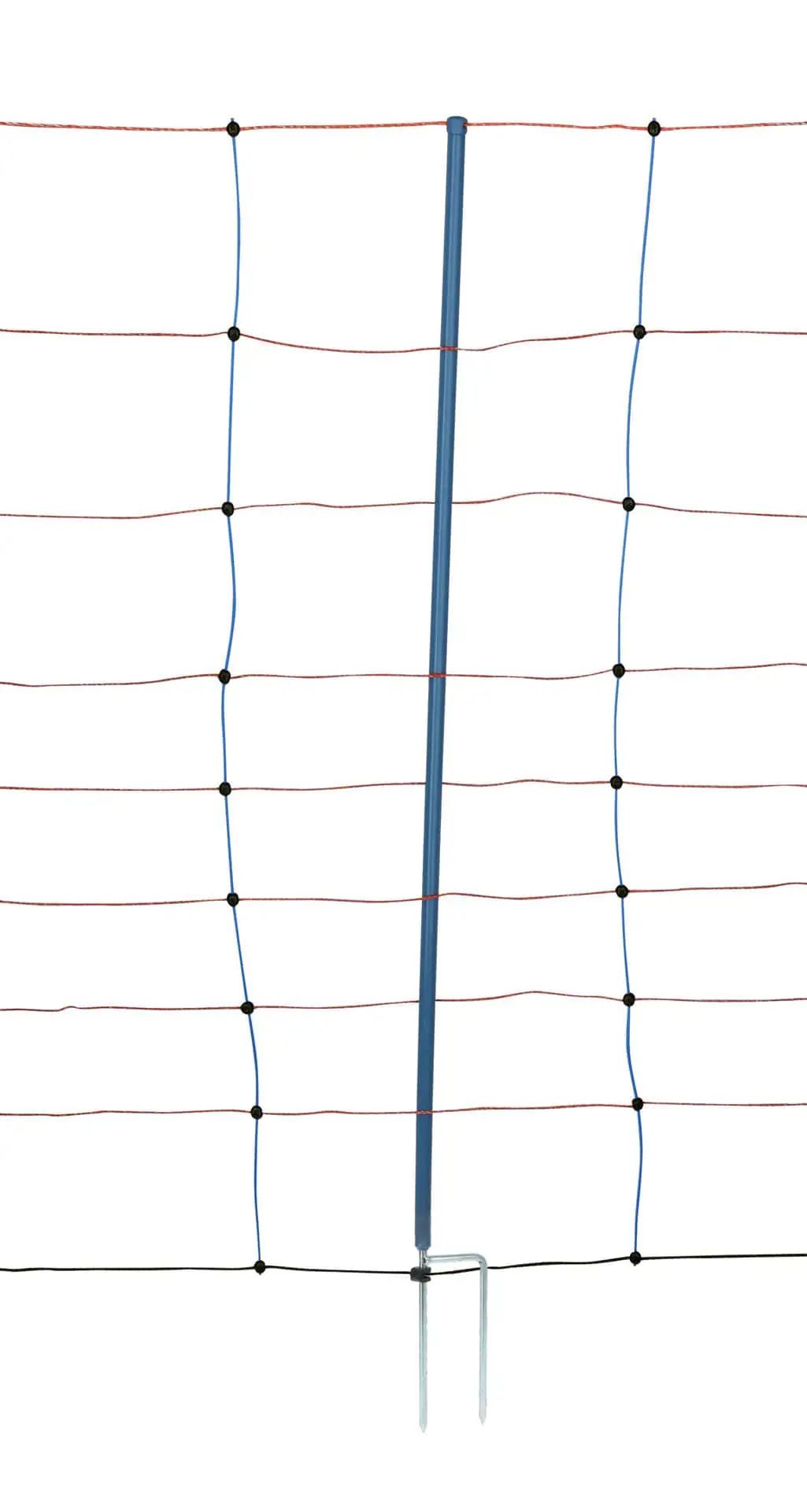 Rete per pecore AKO TitanNet Premium, 50 m x 108 cm, arancione/blu, doppia punta, dettaglio, palo