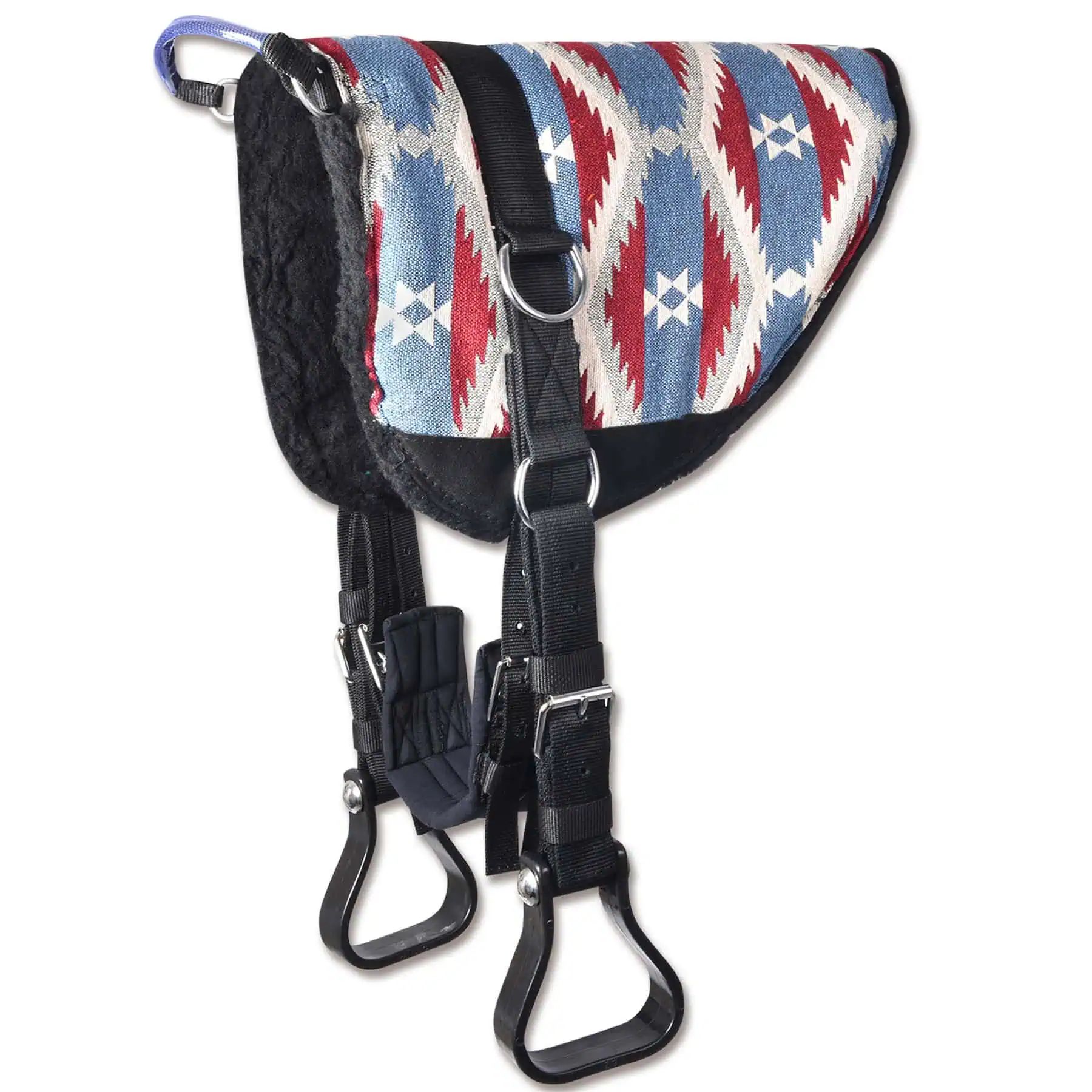 Waldhausen Pad Bare-Back sans selle, avec sangle incluse, bleu/rouge Shetty