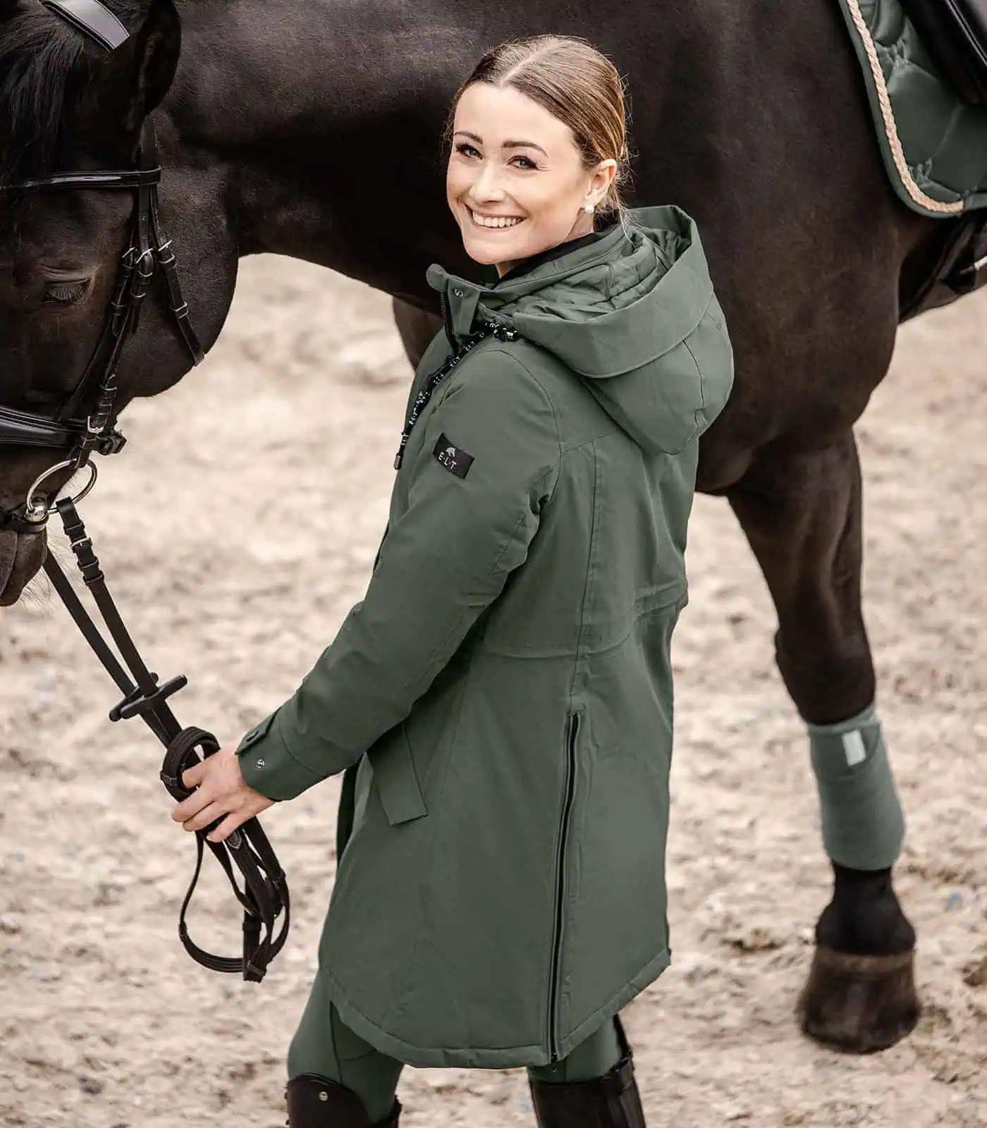 ELT Winter-Performance-Reitparka Ontario, wasserdicht & winddicht, dunkeloliv XXL