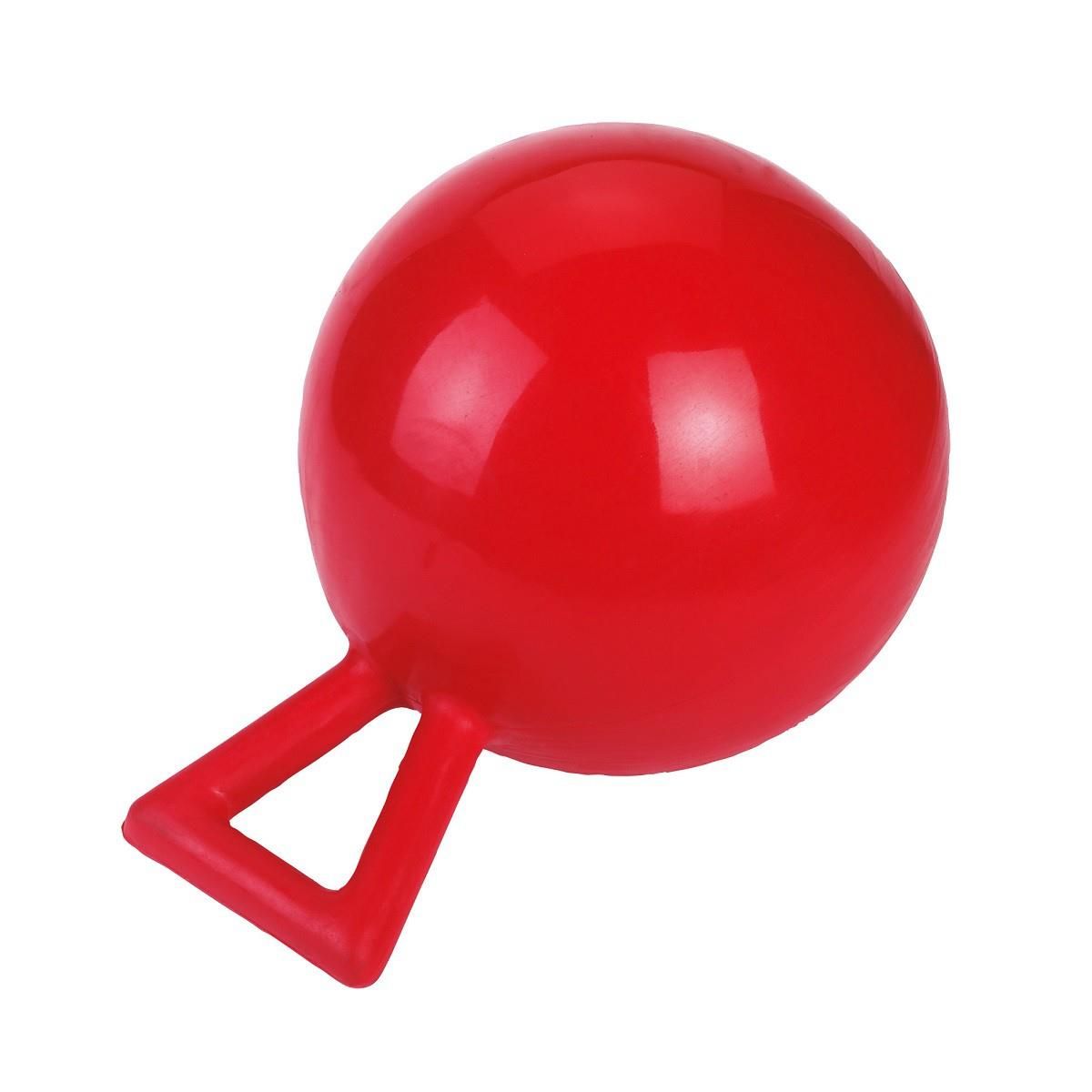 Roter Kunststoffball mit dreieckiger Öse zum Aufhängen