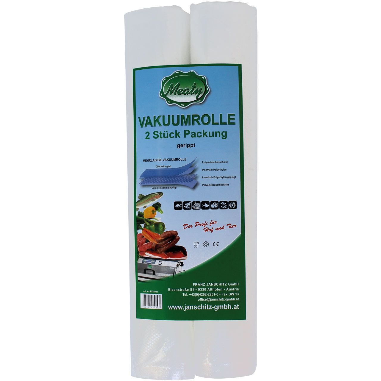 2x Meaty Rotolo per sottovuoto goffrati per alimenti spessore 105 My