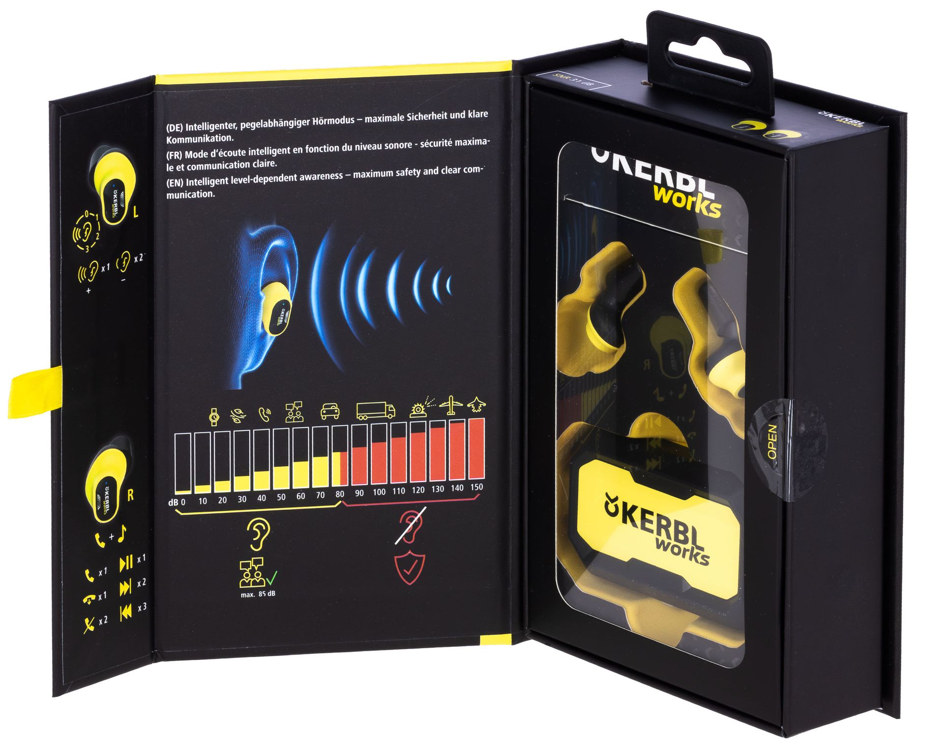 Kerbl Works Buds Auricolari InEar Bluetooth Protezione Udito, confezione
