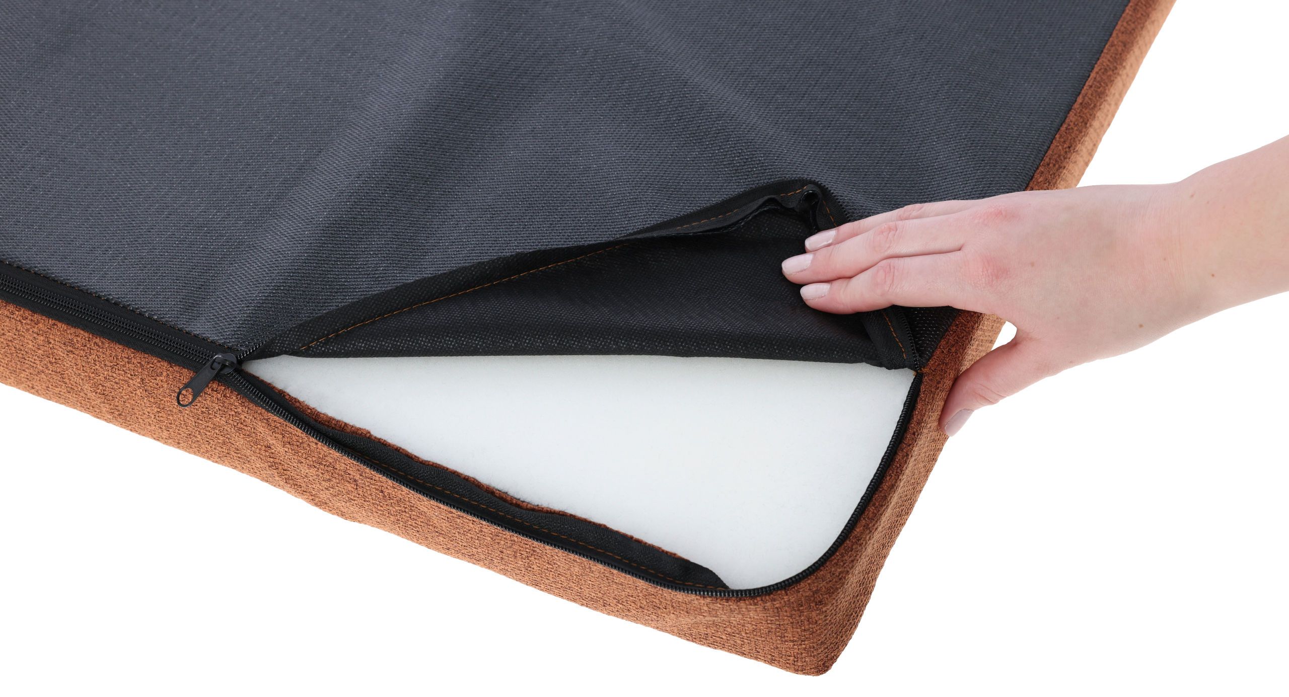 zipper, pillow, cover, fabric, brown