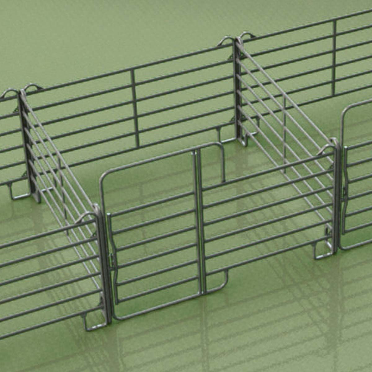Set de 4 Barrière herbage pour moutons galvanisé Agrarzone 3,6 x 3,6 m avec porte pour box, image d'illustration