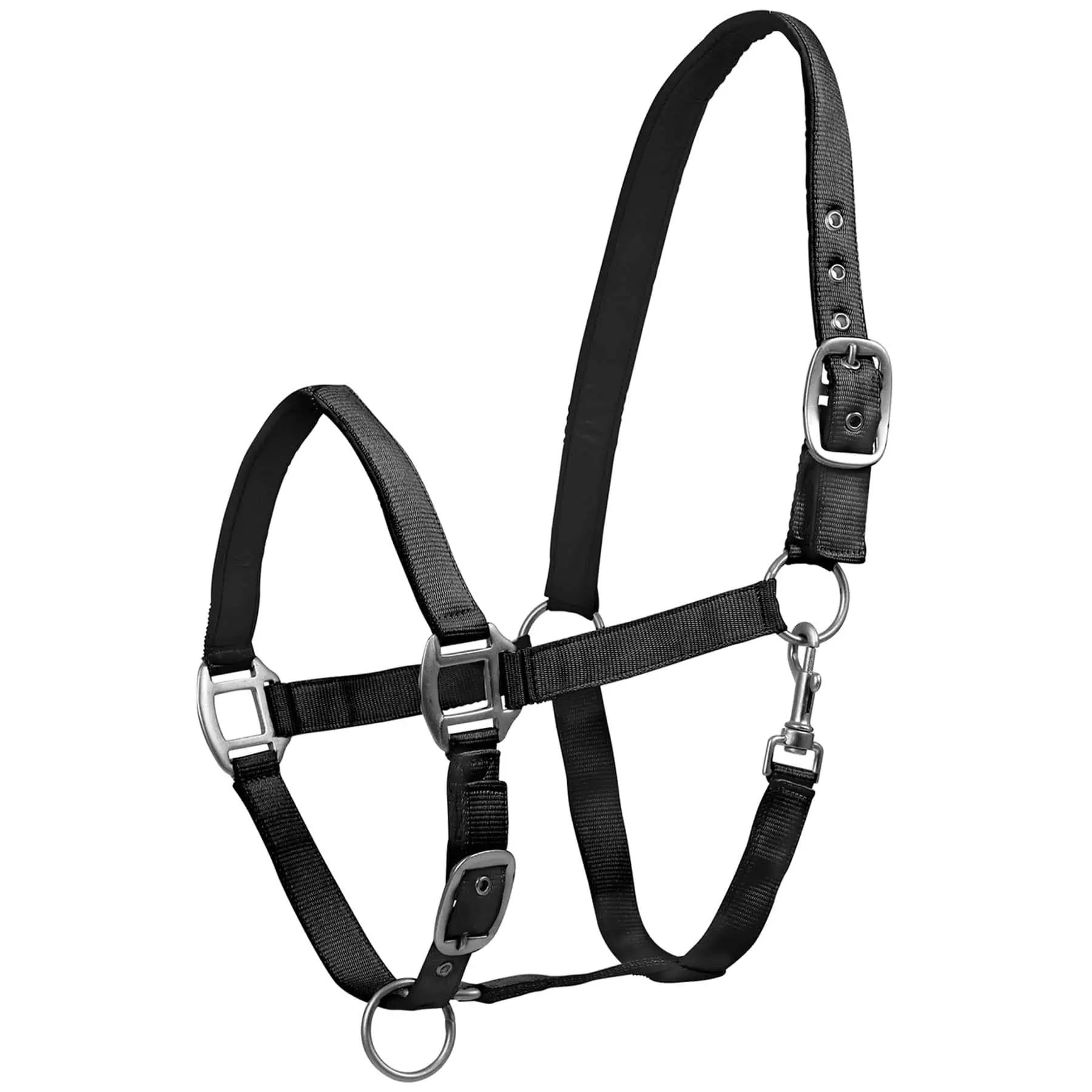 Licol Satin Waldhausen en Perlon, doublé doux et réglable, Noir, Shetty