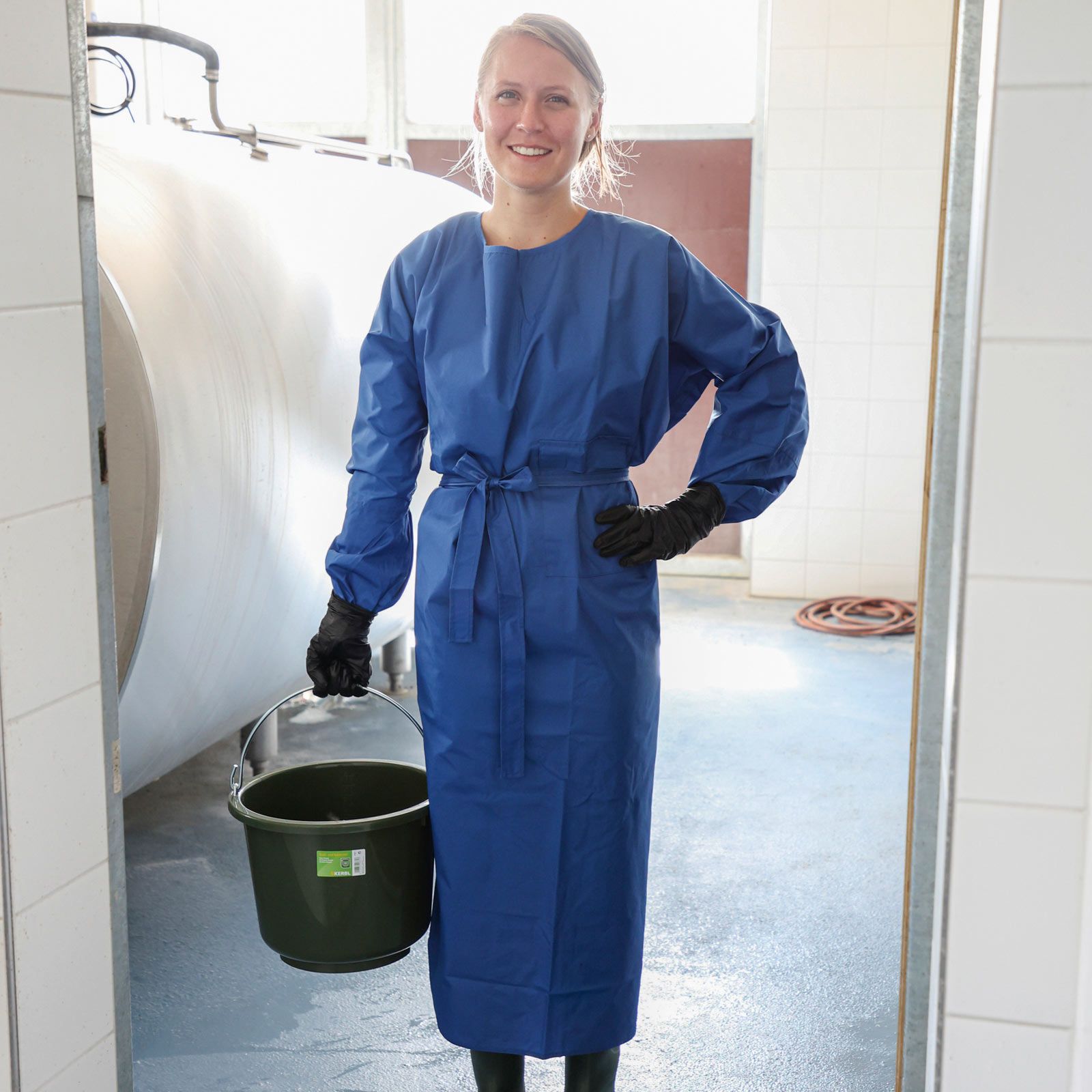 Tablier de traite Kerbl avec manches longues, bleu marine, taille L
