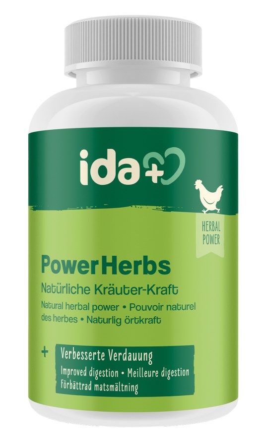 IdaPlus PowerHerbs Örttillskott för Fjäderfä 150 g, förpackning