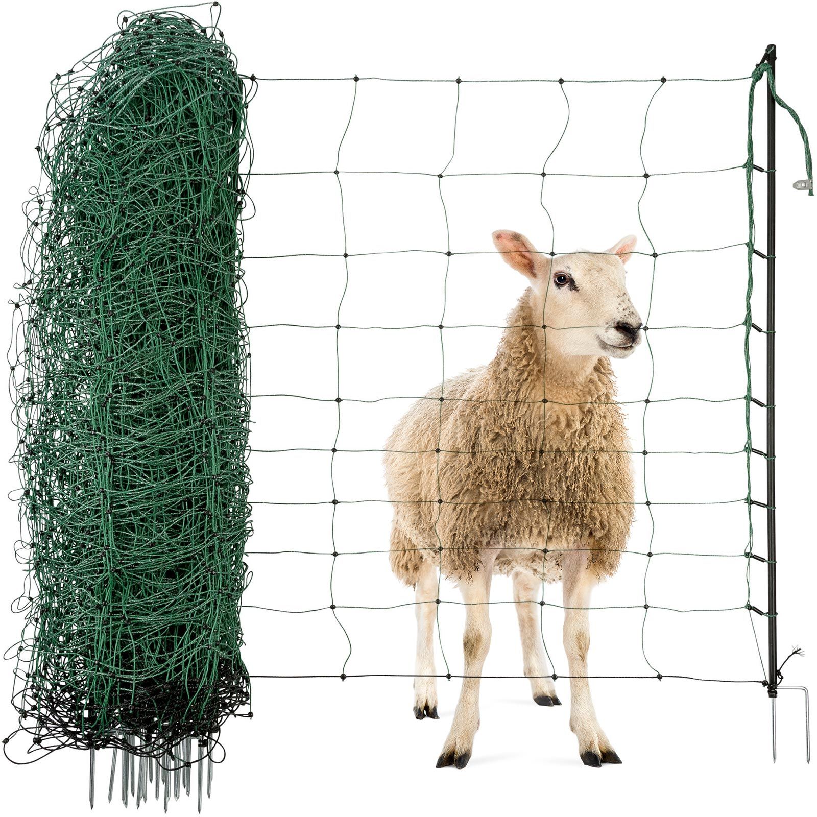 Agrarzone Sheep Net Classic electrificable, double tip, green, in use, in the paddock